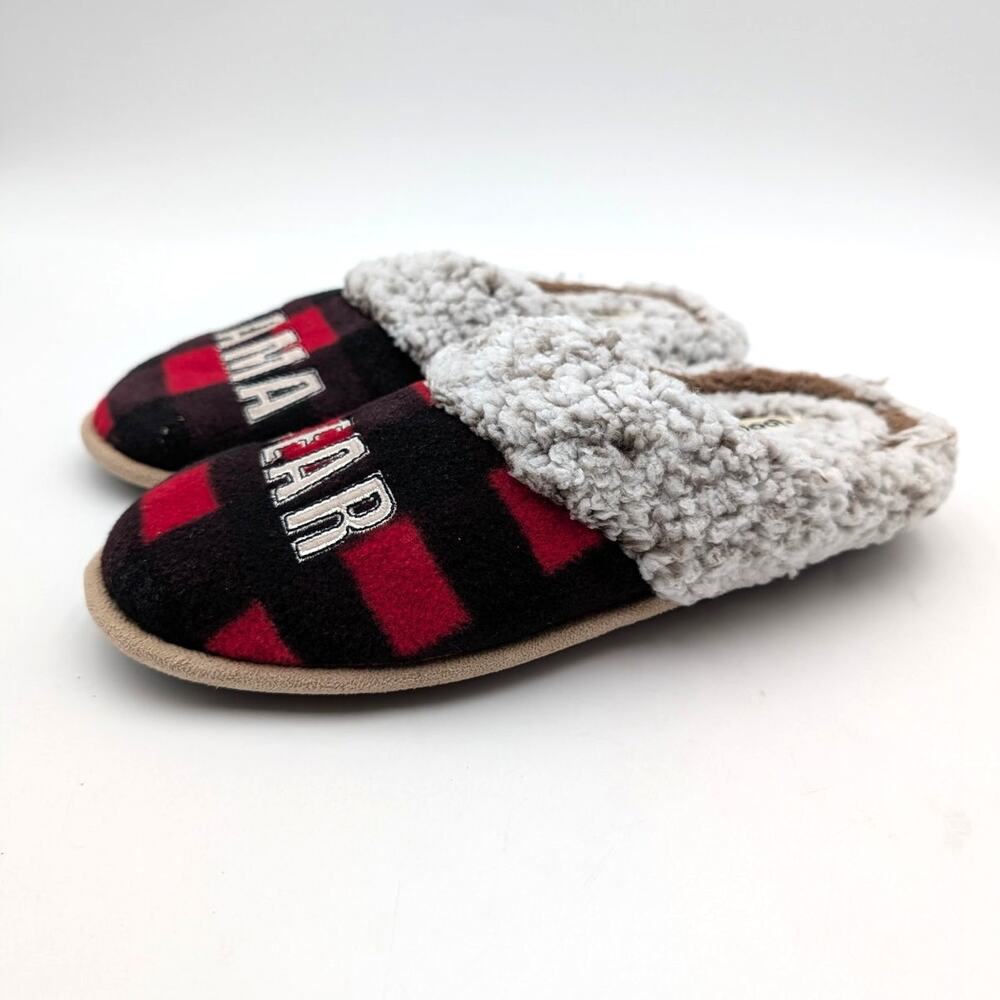 Floopi Mama Bear Buffalo Plaid Two Tone Clog Slipper Red/Black Sz US9-10 EU40.5